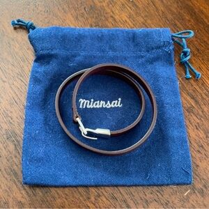 Miansai Dark Brown Leather With A Silver Mono Hook On Bracelet